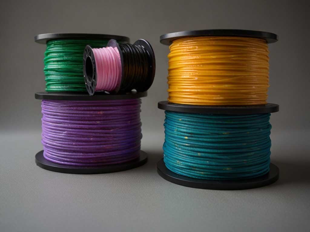 Vários rolos de filamento de impressora 3D